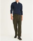 Pantalon en Coton Bio Pull On imprimé pied-de-poule marron/bleu